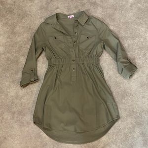 Pink lily linen blend shirt dress